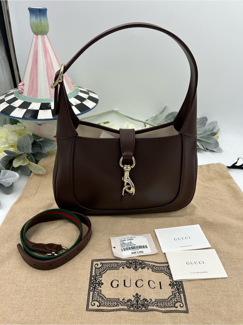 Women's Gucci Jackie 1961 calf skin Leather shoulder Bag made in Italy - Picture 1 of 16